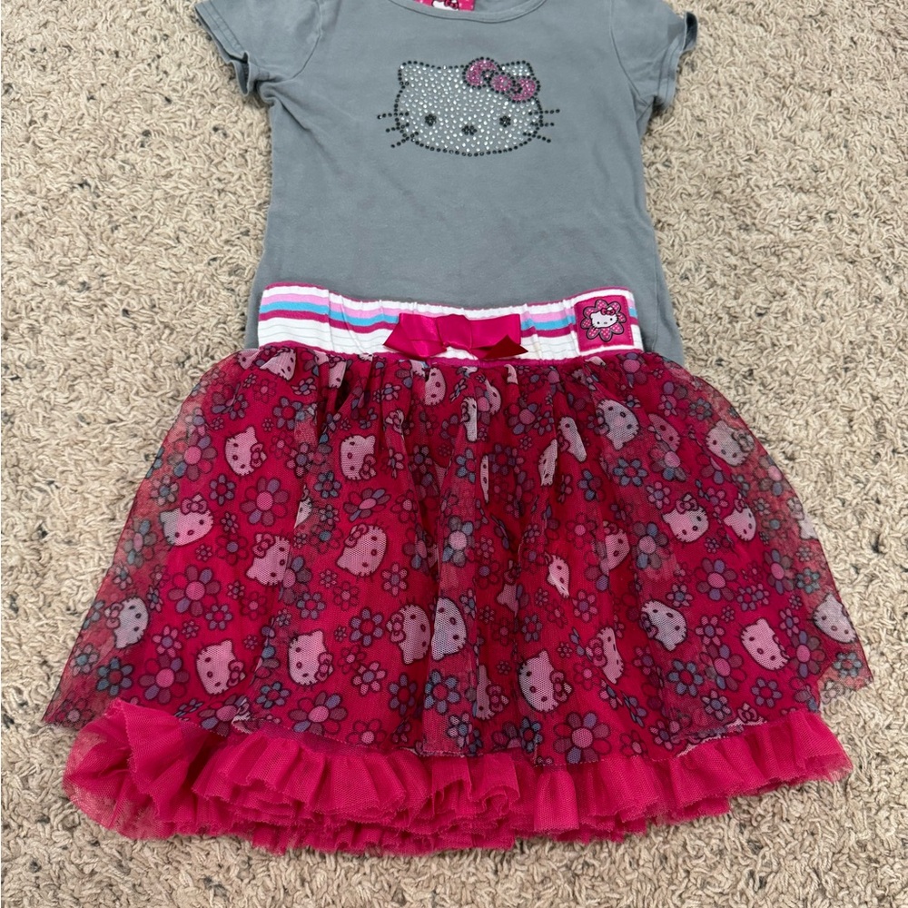 Hello Kitty Pink and Gray Tulle Skirt